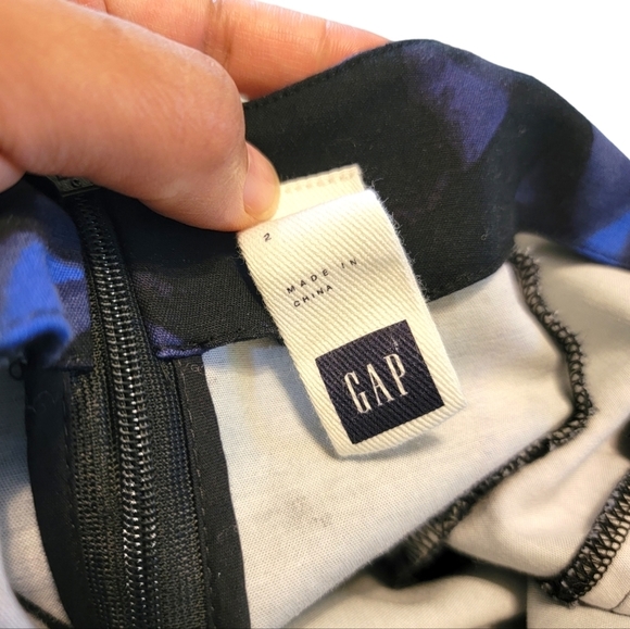 GAP Fit and Flare Blue Floral Cotton Blend Casual Mini Cocktail Dress Size 2 - Picture 8 of 10